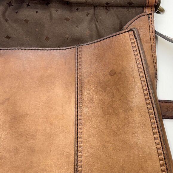 Vintage Fossil Leather Satchel Messenger Bag - Brown - Picture 7 of 14
